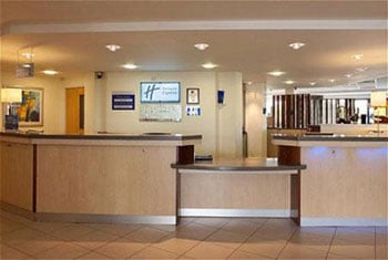 Check into the Holiday Inn Express Cardiff airport The reception at the Holiday Inn Express Cardiff airport