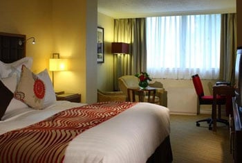 A room at the Marriott Edinburgh airport A bedroom at the Marriott Edinburgh airport