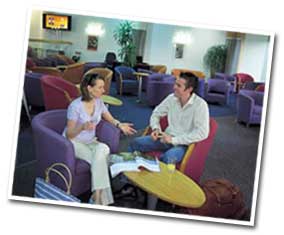 Relax in an airport lounge at Manchester