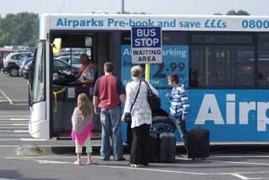 Boarding the transfer bus at Airparks Birmingham Boarding the transfer bus at Airparks Birmingham