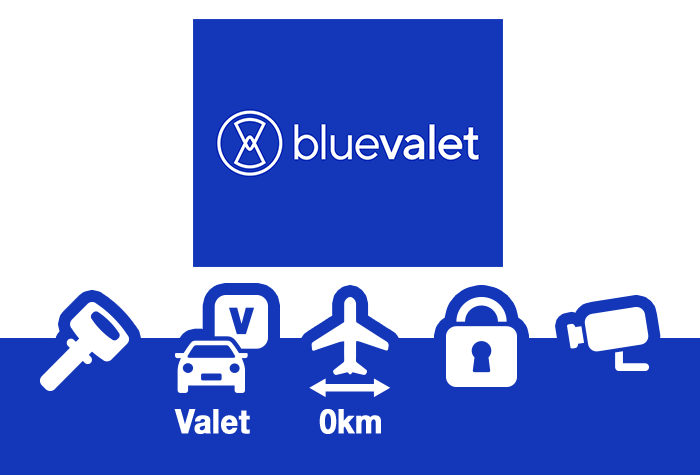 BLUE VALET Lyon - Parking Extérieur + service VOITURIER Logo - Parking de l'aéroport de Lyon